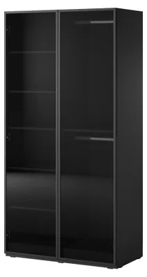 Produktbild von Masseno Drehtürenschrank ATELIO 101/200/51 cm Moderner Kleiderschrank für Schlafzimmer 2-türig Schwarz + Schwarzglas