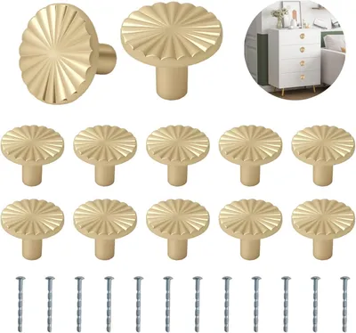 Produktbild von Möbelknöpfe 12 Stück, rund, Gold, für Schrank