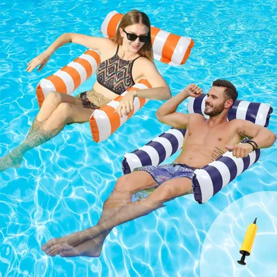 Immagine prodotto di Amaca galleggiante, materasso gonfiabile per piscina, 4-in-1, con pompa ad aria