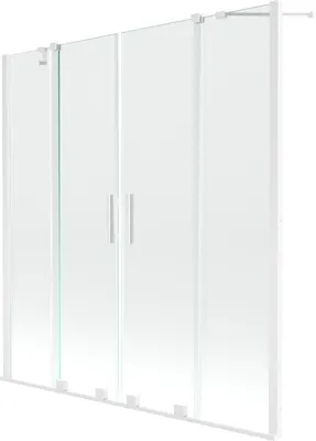 Produktbild von Mexen Velar Duo 2-Flügel-Badewannenwand Regulierbare 140 x 150 cm, transparent, Weiß - 896-140-000-02-20