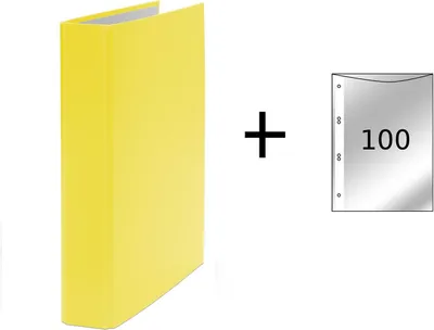 Produktbild von 3x Ringbuch / DIN A5 / 4-Ring Ordner / Farbe: gelb + 100 Prospekthüllen