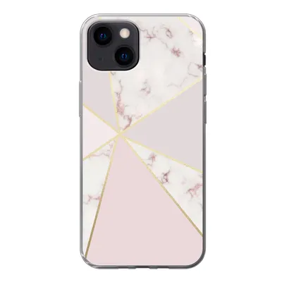Produktbild von MuchoWow® Handyhülle Schutzhülle Hülle für iPhone 13 mini Marmor - Gold - Rosa Silikon Softcase Handy Hülle - Softcase