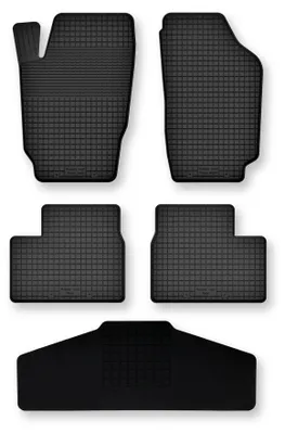 Produktbild von Gummi-Fußmatten + Tunnel für Peugeot 206 1998-2010 – 5-tlg, Schwarz, Semi-Universal, angepasst – Wielganizator Semi-Universal