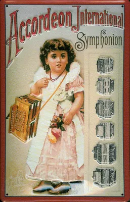 Produktbild von Blechschild Nostalgieschild Accordeon International Symphonion Akkordeon