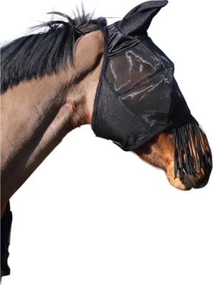 Obrázek produktu pro Kentucky Horsewear Maska proti mouchám Classic s ušima a třásněmi na nose Black Cob