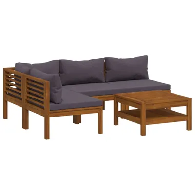 Image de vidaXL Ensemble de salon de jardin 5 pièces avec revêtement en bois massif d'acacia
