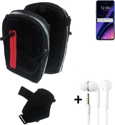 Produktbild von K-S-Trade Outdoor Gürteltasche Holster Umhängetasche + Kopfhörer kompatibel mit Doogee X95 schwarz Handy Tasche Case travelbag Schutzhülle