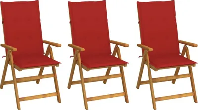 Produktbild von Klappbare Gartenstühle 3 Stk. mit Auflagen Massivholz Akazie