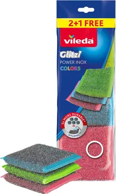 Produktbild von Vileda Scheuerschwamm Glitzi Power Inox Colors 2+1