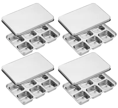 Eiswürfelform Edelstahl 6 Mulden mit Deckel
