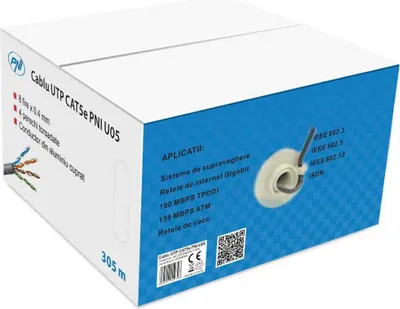Produktbild von Pni Rj45 Utp Cat5e Netzwerkkabel 305 M Grau Grau One Size