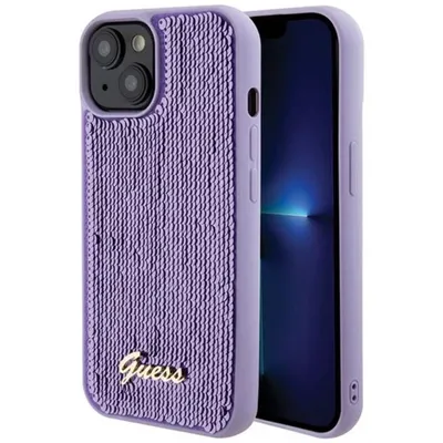 Obrázok produktu pre Guess Sequin Script Metal kryt na iPhone 15 (GUHCP15SPSFDGSU) - fialový