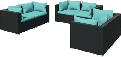 Obrázok produktu pre vidaXL 6-dielna záhradná obývacia súprava s vankúšmi Poly Ratan Black