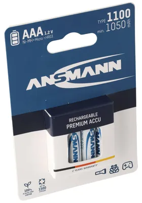 Produktbild von Ansmann NiMH Akku Micro, AAA, LR03, 1,2 Volt mit 1100mAh im 4er Pack
