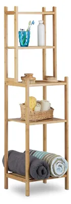 Zdjęcie produktu dla Regał łazienkowy stojący - Bambus - 5 półek - 121 x 33 x 28 cm - Naturalny