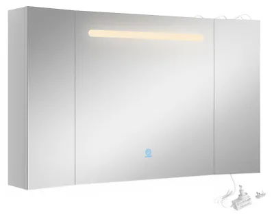 Produktbild von Badspiegelschrank Vicco Curved Weiß 100 x 60 cm mit LED, Model 62178