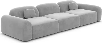 Produktbild von Samtstoff 3-Sitzer Couch Nuvia Hellgrau