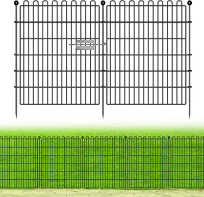 Gartenzaun Metall 10 Paneele 75x81 cm schwarz mit 11 Stangen