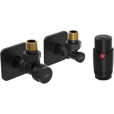 Zdjęcie produktu dla Mexen G00 zestaw termostatyczny kątowy z maskownicą S, czarny - W901-900-909-70