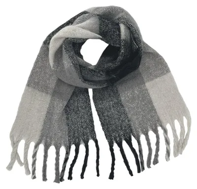 Produktbild von Damen Schal flauschig kariert Oversize weich groß , Farbe:Grau