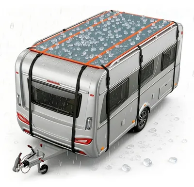 Produktbild von WALSER Hagelschutz Abdeckplane Wohnmobil/Wohnwagen, Hagel-Wohnmobilabdeckung Perma Protect, Hagelschutzgarage Universalgröße, Wohnwagen Abdeckung Universalgröße - Größe M (300 x 200 cm) grau