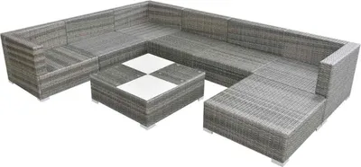 Obrázok produktu pre vidaXL 8-dielna záhradná obývacia súprava s vankúšmi Poly Rattan Grey
