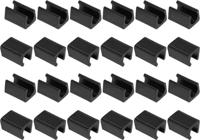 Produktbild von 24 U-förmige Stuhlgleiter aus Kunststoff für metallische Stuhlfüße, 14 mm, schwarz