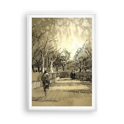 Produktbild von Gerahmtes Poster - Weißer Rahmen - Park Spaziergang Baum - 70x100 cm - Wand Bild - Wanddeko - Wandbilder - Kunstposter - Wandposter - Bilderrahmen - Bilder - Kunstdruck - Wandbild - P2WPA70x100-3758