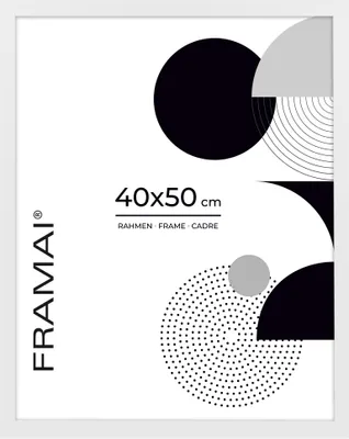 Produktbild von FRAMAI® Bilderrahmen 40x50 Weiß MDF Umweltfreundlichem Rahmen mit Bruchsicheren Plexi, Aufhänger