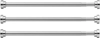 Produktbild von 3 Stück - 50 cm Duschvorhangstange ohne Bohren verstellbar von 55 cm bis 85 cm, ausziehbare Teleskopstange für Dusche & Badewanne, Vorhangstange aus Edelstahl zum Einklemmen, Garderobenstange