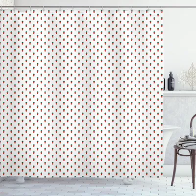Obrázek produktu pro ABAKUHAUS Sprchový závěs Kaktus, vzor opakujících se kaktusů v květináčích na jednoduchém pozadí, 175 x 200 cm, vermilionová bílá