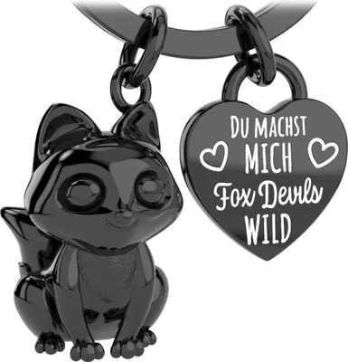 Produktbild von LANOLU Schlüsselanhänger Fuchs, Partner Schlüsselanhänger Mann, Freundin, Freund, Paar geschenke für beide mit Herz und Liebe
