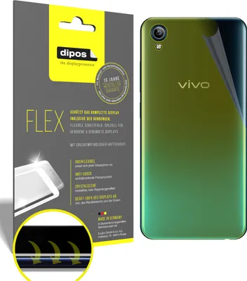 Produktbild von 2x Schutzfolie für Vivo Y91C (2020) Rückseite Folie, 100% Displayabdeckung, dipos Flex