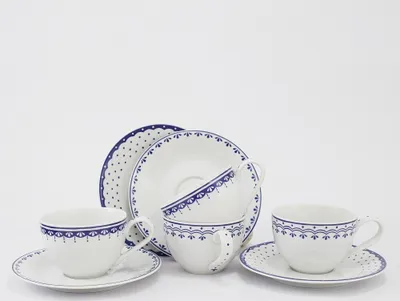 Produktbild von Leander Tassen- und Untertassenset, 0,20 l, HyggeLine, blau, Leander, Tschechisches Porzellan, 4 Stück
