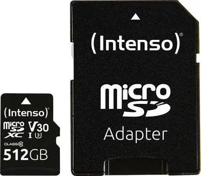 Produktbild von Intenso microSDXC 512GB C10 UHS-I Professional + Adapter