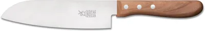 Obrázok produktu pre Viacúčelový nôž Herder „Santoku“, nerezový, modro-strieborný, rukoväť z čerešňového dreva, olejovaná, skladací blister