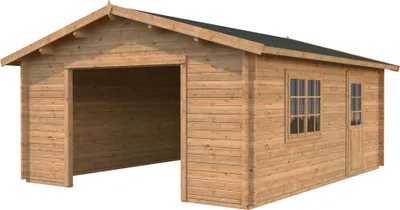 Produktbild von Palmako Garage Roger 27,7 m² - 70 mm - ohne Tor Hellbraun tauchimprägniert