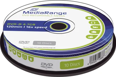 Image de MediaRange DVD-R 4,7GB 10pcs broche 16x