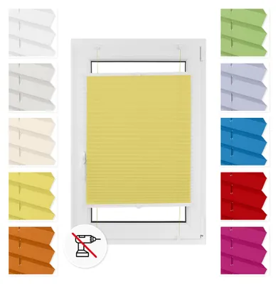 Obrázok produktu pre Estika Plisé roleta bez vŕtania - 55 x 230 cm - Žltá - Jednoduchá montáž pomocou úchytov