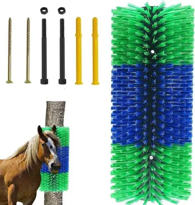 Image de Brosse de massage pour chevaux, bovins et moutons - Résistante et souple - 45 cm - Avec 4 vis