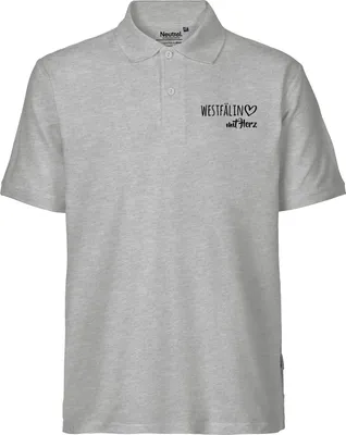 Produktbild von Huuraa Herren Polo Shirt Westfälin mit Herz M Sport Grey Bio Baumwolle Fairtrade Poloshirt Geschenkidee