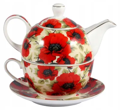 Produktbild von Duo Mohnblumen Teekanne mit Tasse & Sieb 300ml