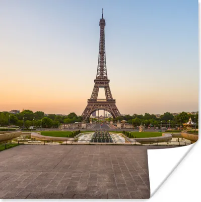 Produktbild von MuchoWow® Poster Eiffelturm bei Sonnenuntergang 50x50 cm - Wohnzimmerdekoration
