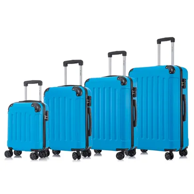 Immagine prodotto di Valigia da viaggio premium Yonsly con lucchetto TSA, cerniera YKK, valigia rigida, valigia da cabina, valigia con ruote, bagaglio a mano (blu, set S-M-L-XL)