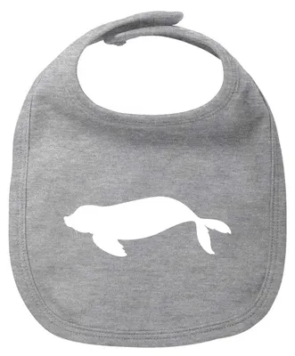 Produktbild von Huuraa Baby Lätzchen Robbe Silhouette Heather Grey Klettverschluss Baumwolle Latz Geschenkidee
