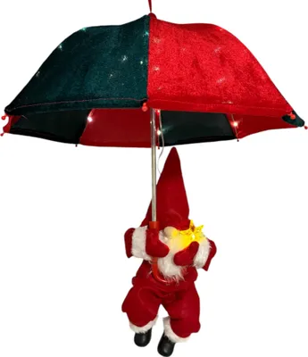 Obrázok produktu pre Vianočný škriatok Gnomebrella Vianočný škriatok s LED osvetlením - V60 x D50 cm - červený/biely