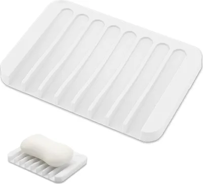 Produktbild von 1 Stück Seifenschale Silikon,Seifenschale mit Ablauf,Seifenablage,Seifenschalen Dusche,für Bad,Küche,Waschbecken (Weiß)