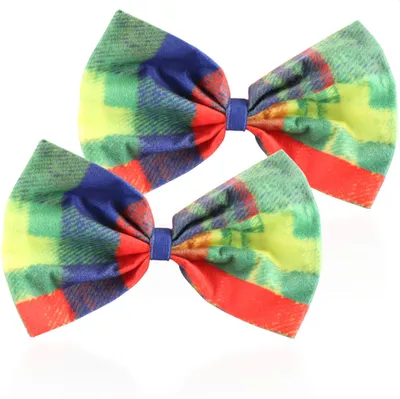 Produktbild von com-four® 2x Clown-Fliege - bunt gemusterte Schleife im Clowns-Look - Kostüm-Accessoire - bunte Halsschleife in Einheitsgröße