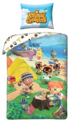 Obrázok produktu pre Posteľná bielizeň Animal Crossing 140 x 200 cm - mäkká bavlna - vankúš a prikrývka
