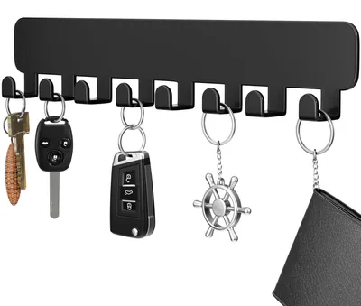 Produktbild von Selbstklebender Schlüsselhaken zur Wandmontage, bohrfreier Schlüsselhalter, schwarz, 1 Stück